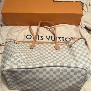 LV NEVERFULL GM Damier Azur canvas with rose ballerine interior!!